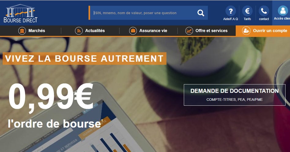 printscreen du site de bourse direct