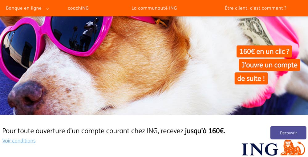 ING offre exceptionnelle : 160€ offerts du 20 au 26 janvier